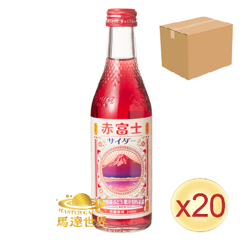 【原箱20支裝】赤富士山山梨葡萄風味梳打汽水 240ml 日本直送 此日期前最佳：2027/5/11