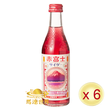 【6支裝】赤富士山山梨葡萄風味梳打汽水 240ml 日本直送 此日期前最佳：2027/5/11