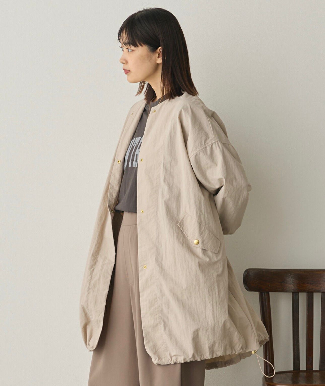 【預購】JN012906 Sans Souci 抽繩連袖無領夾克