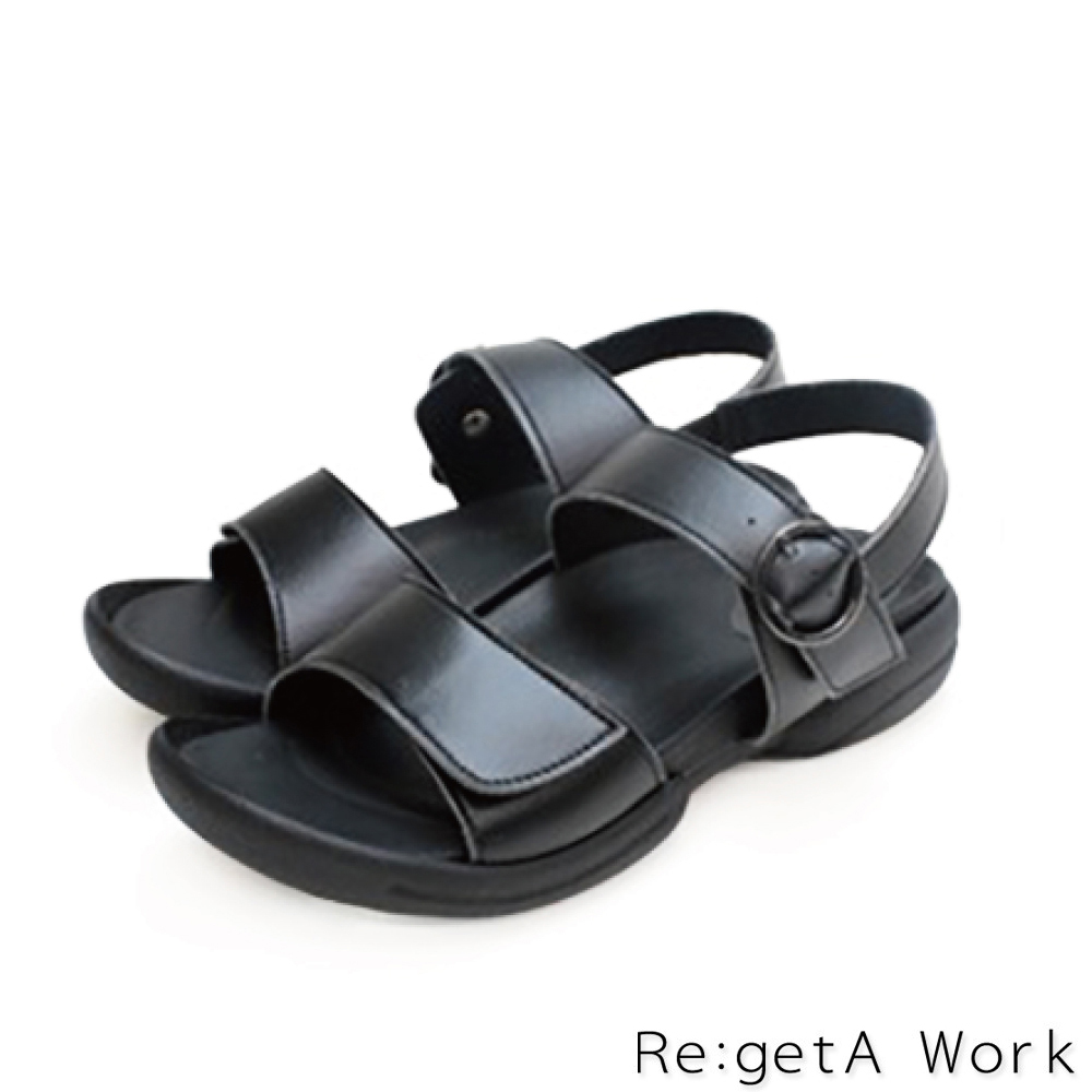大阪樂步健康鞋 Re:getA Work魔鬼氈涼鞋RW1014(BLK-黑色)