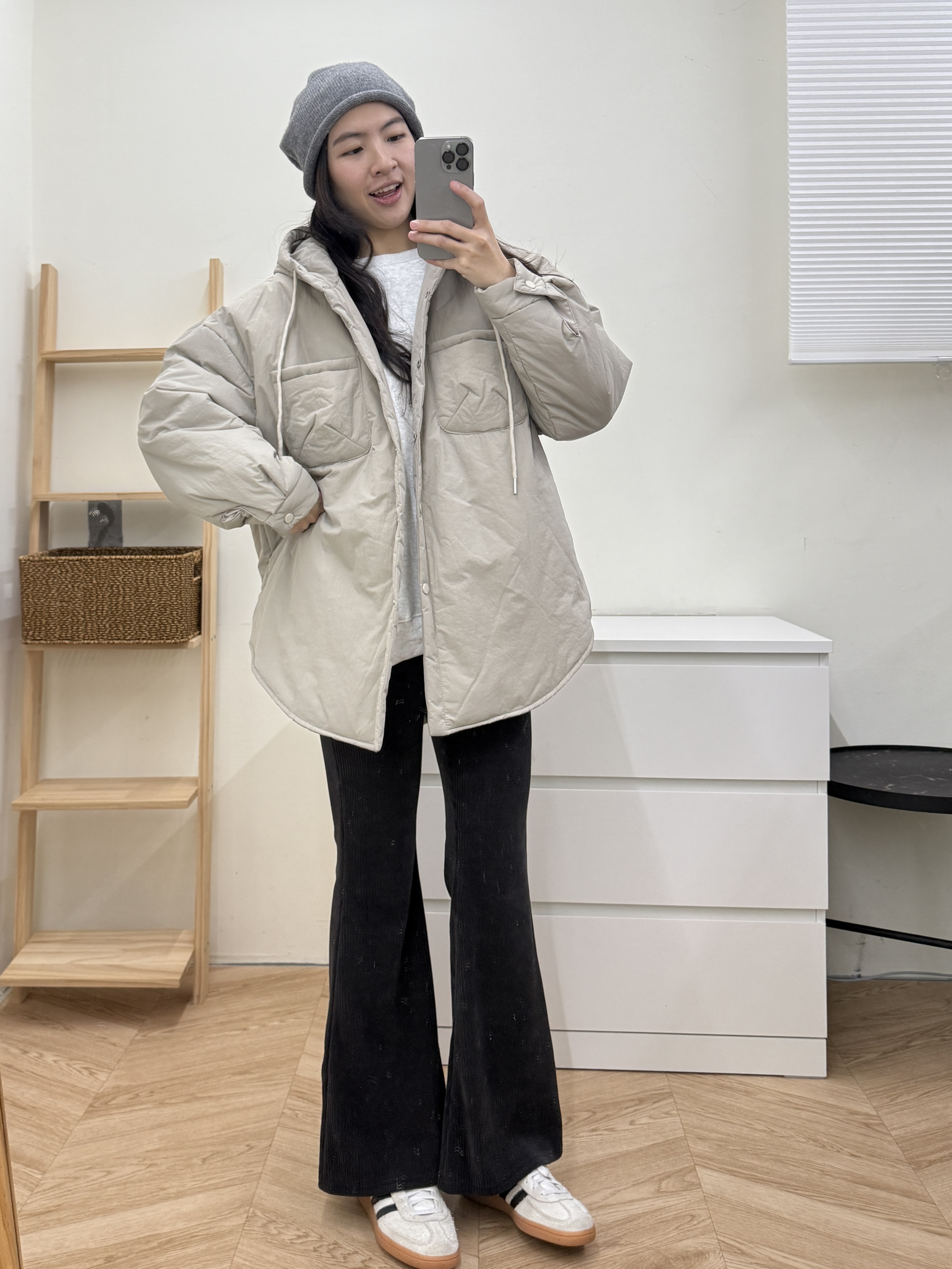 連帽鋪棉側圓弧外套*2色