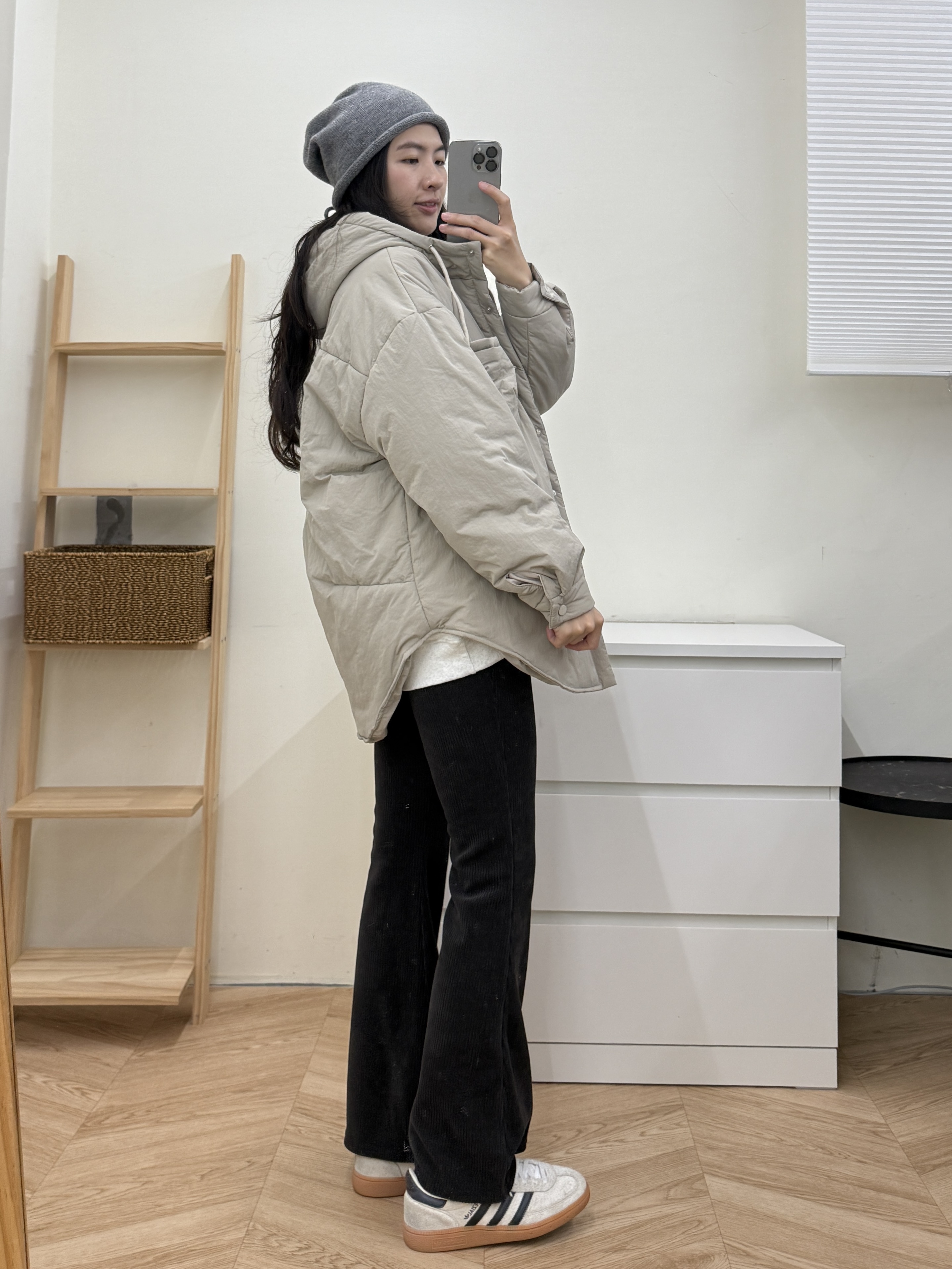 連帽鋪棉側圓弧外套*2色