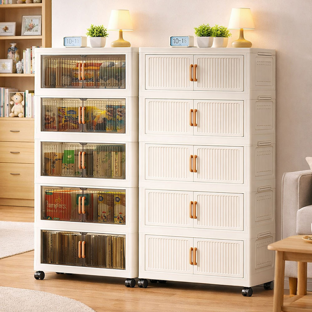 【AOTTO】58面寬五層摺疊附輪雙開門收納櫃(AC-058)