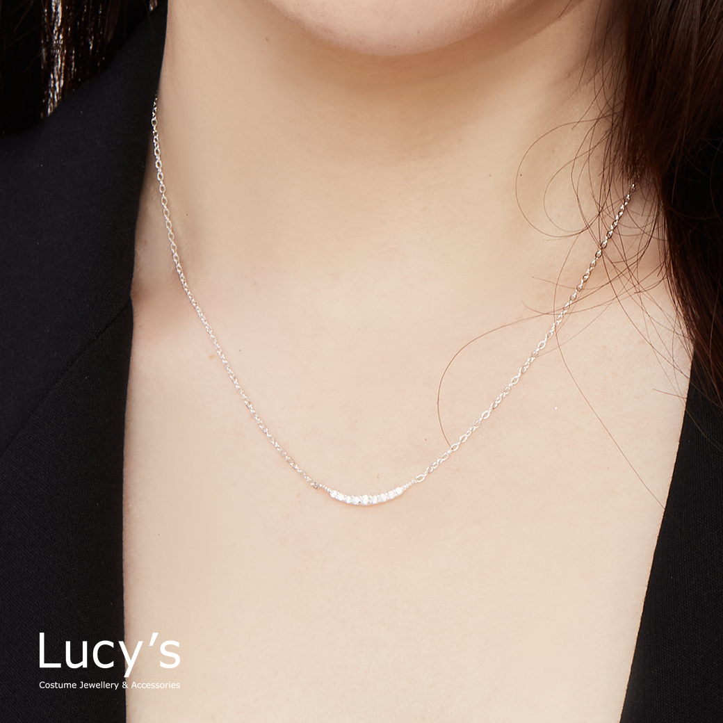 925純銀 弧形光影 項鍊 (二色) (128912/128913)