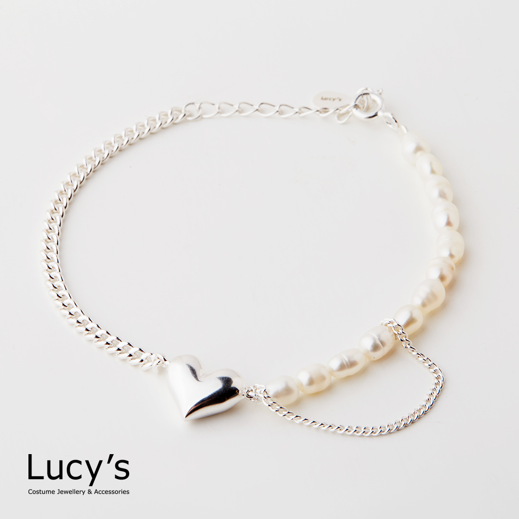 925純銀 珠光心鍊 手鍊 (128579)