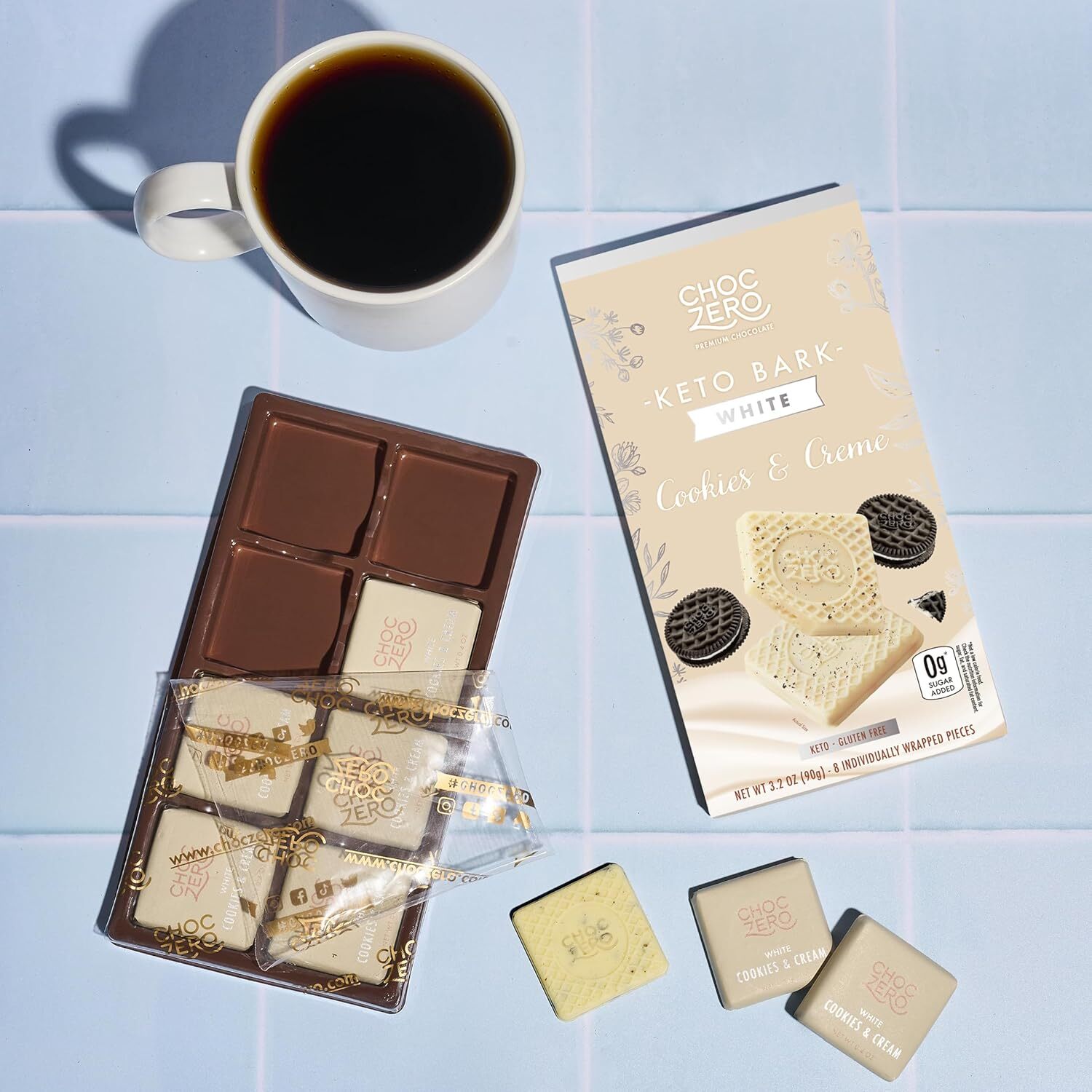 Choczero White Chocolate Cookies and Cream Keto Bark 90g