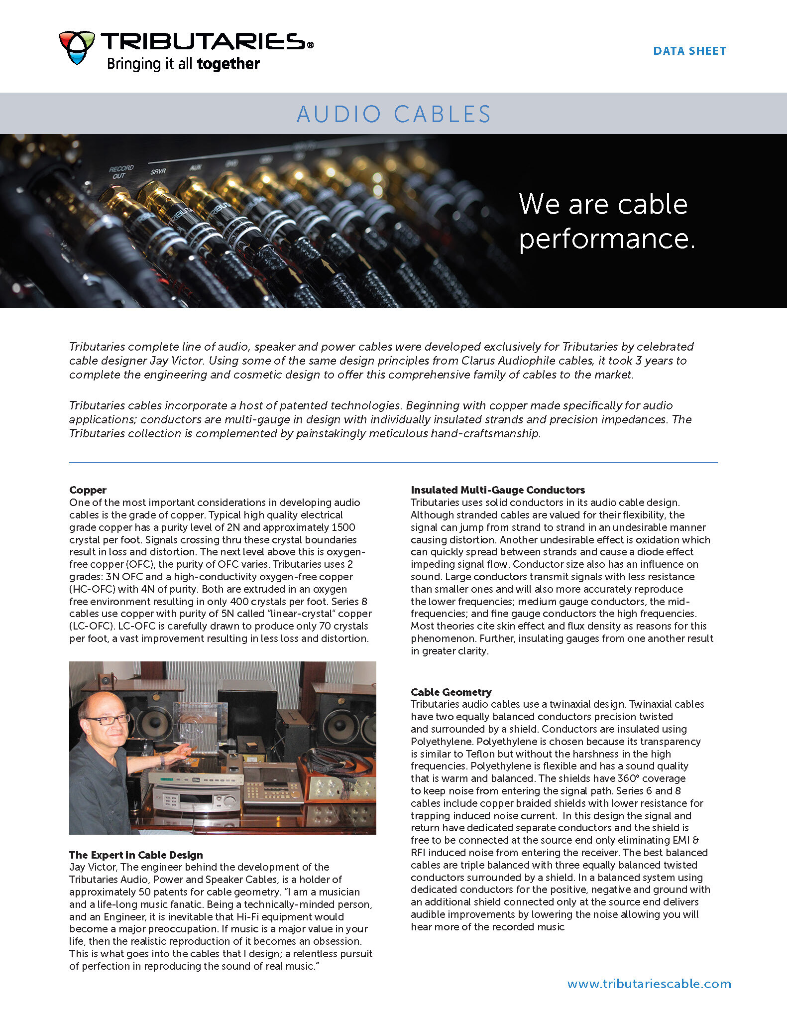 Tributaries 8PC MKII Phono Analog Audio Cable Sales Sheet 1