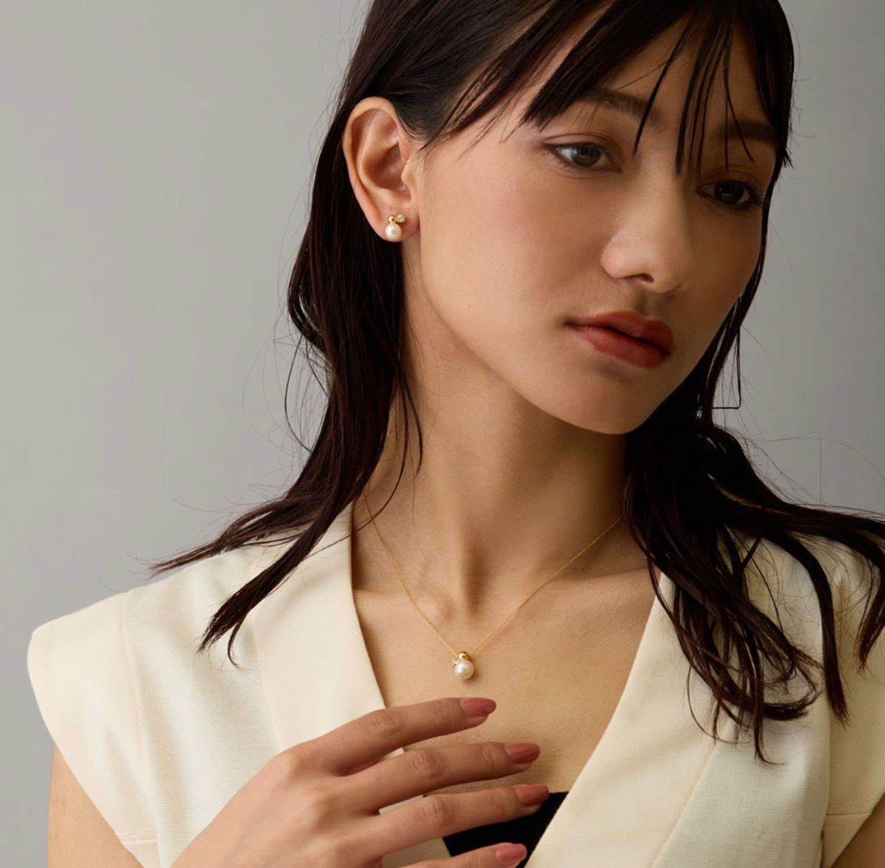 【預購】JN012909 Melody Accessory 珍珠水鑽二合一耳環