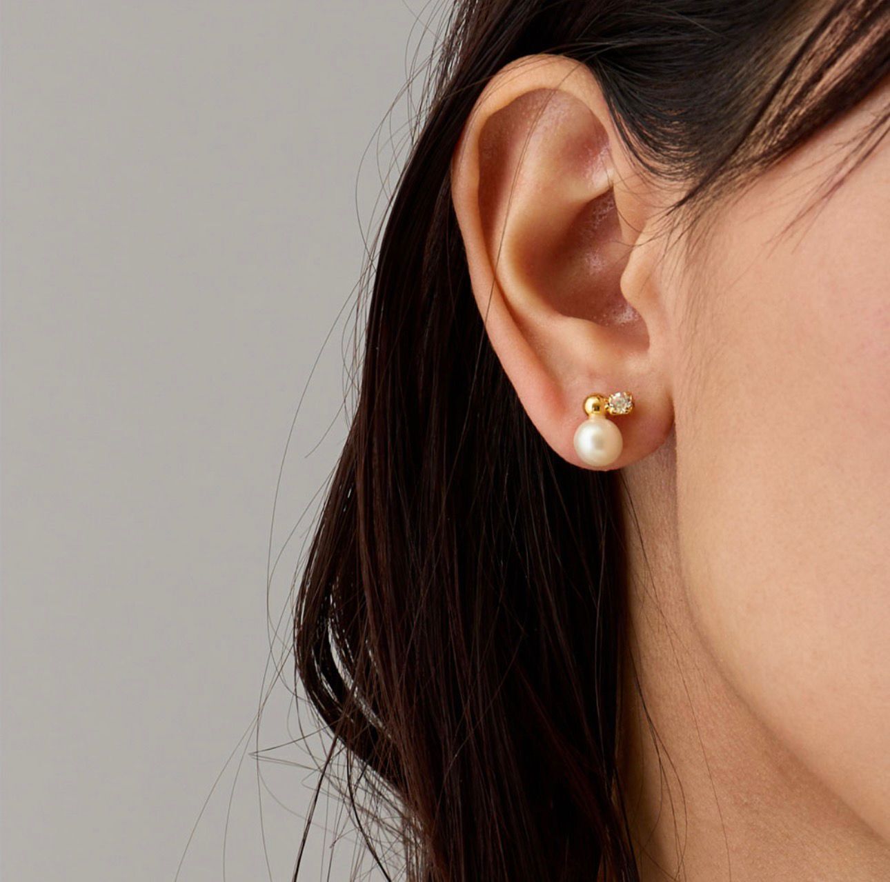 【預購】JN012909 Melody Accessory 珍珠水鑽二合一耳環