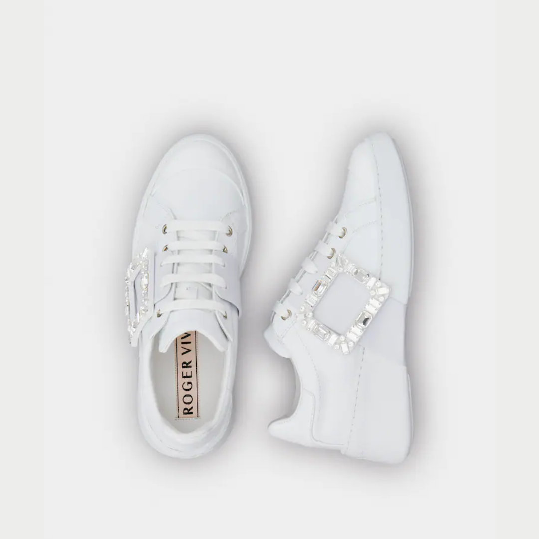 1FF0101-296 [ROGER VIVIER] Viv' Skate Sneakers In Leather White (SS26) #RVW54229110LXQB001 (S-EU-E)