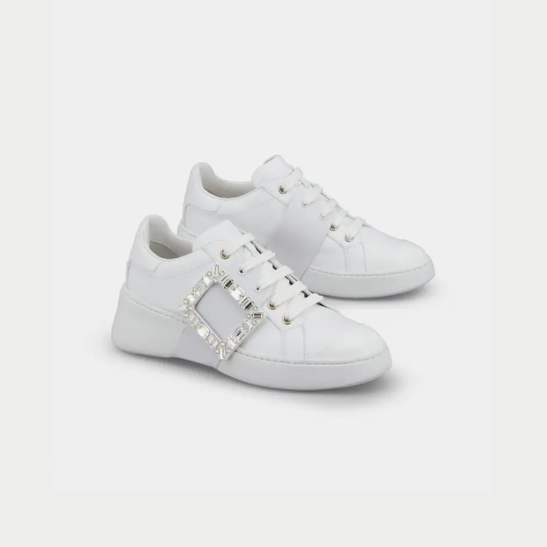 1FF0101-296 [ROGER VIVIER] Viv' Skate Sneakers In Leather White (SS26) #RVW54229110LXQB001 (S-EU-E)