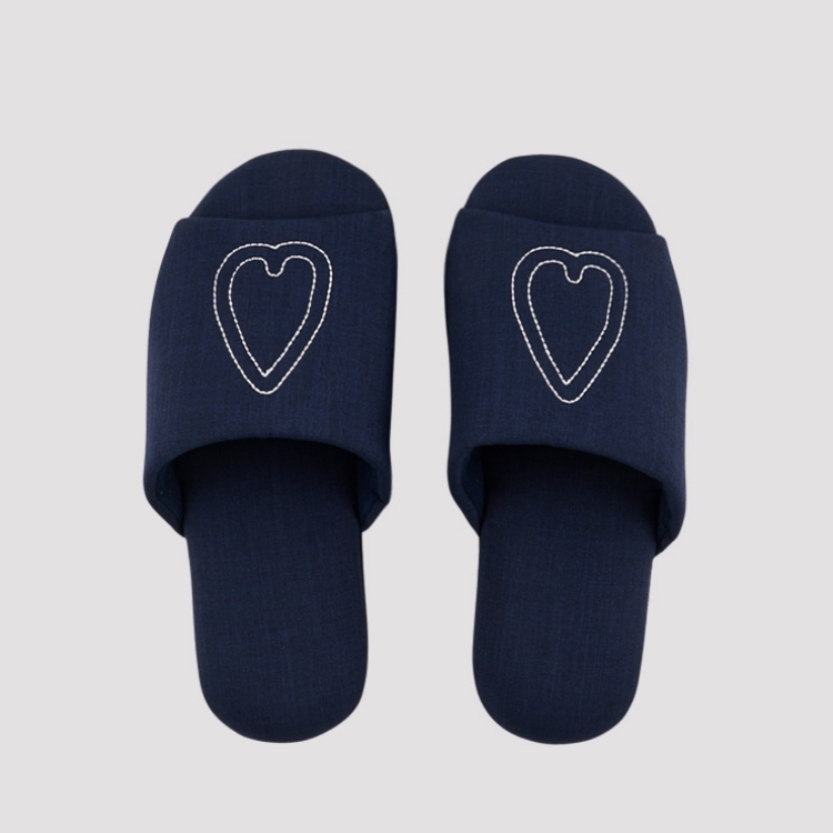 韓國 ooowl 童趣塗鴉室內拖鞋 HEART 海軍藍