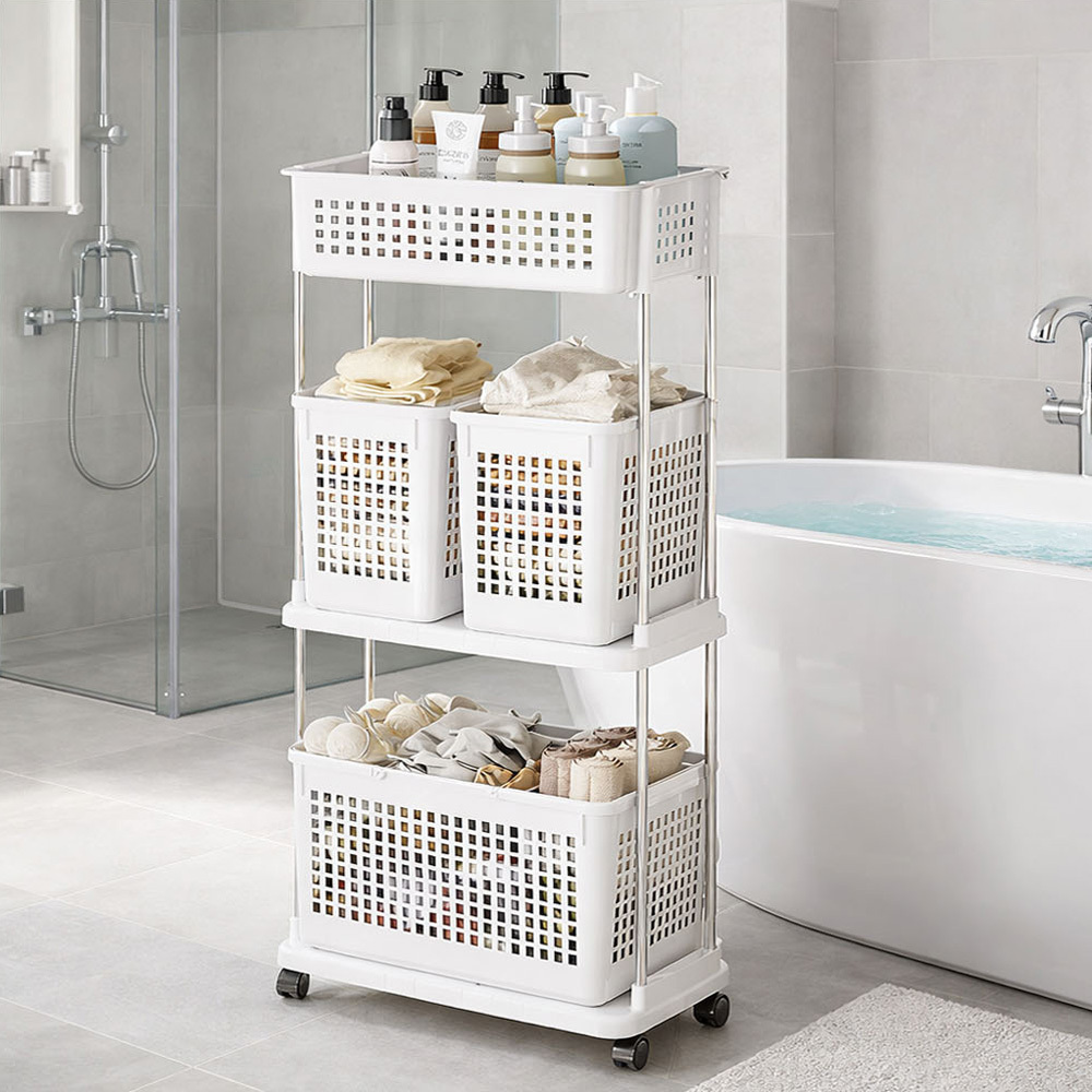 【AOTTO】多功能三層附輪置物收納架(AS-213)