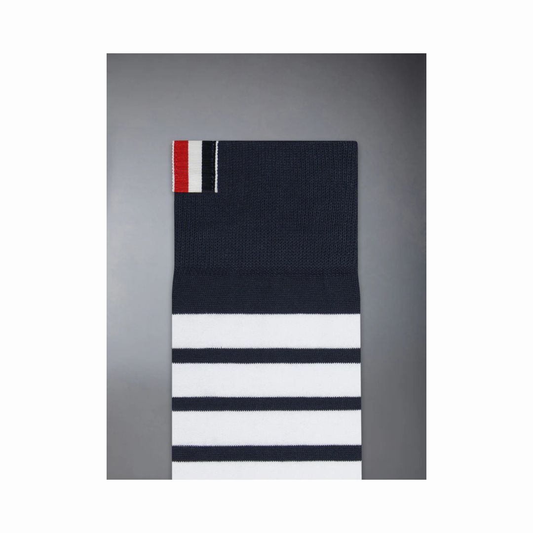 1FF0101-339 [THOM BROWNE] Cotton 4-Bar Mid Calf Sock Navy (SS26) #FAS020B 01690-415 (C-EU-E)