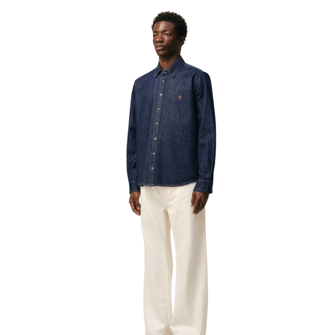 1FF0101-244 [AMI PARIS] Denim Cotton Ami De Coeur Shirt Blue (SS26) #USH786.DE0123.402 (C-EU-E)