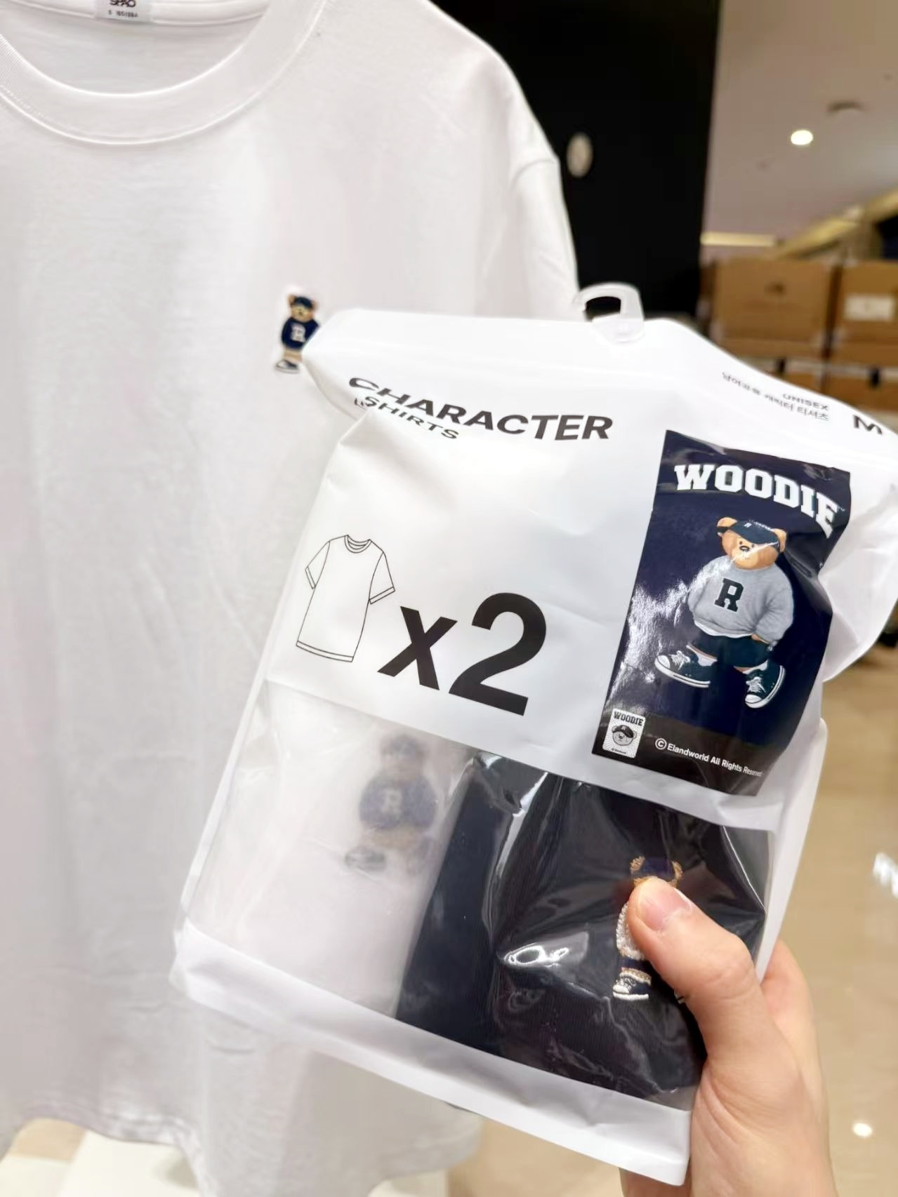 韓國代購 SPAO 經典小熊短袖兩件套