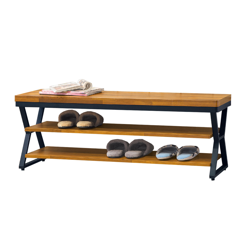 柏蒂家居-庫珀工業風4尺坐式鞋架/穿鞋椅