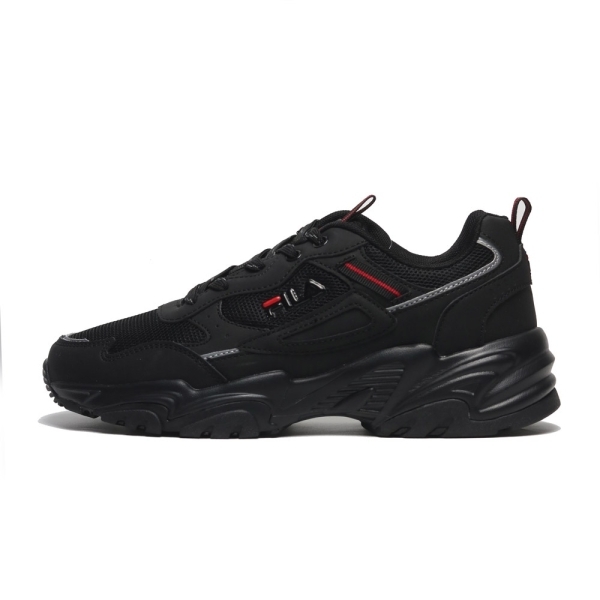 【下殺↘ $1290】FILA 休閒鞋 復古 老爹鞋 全黑 紅標 女 5J306X000