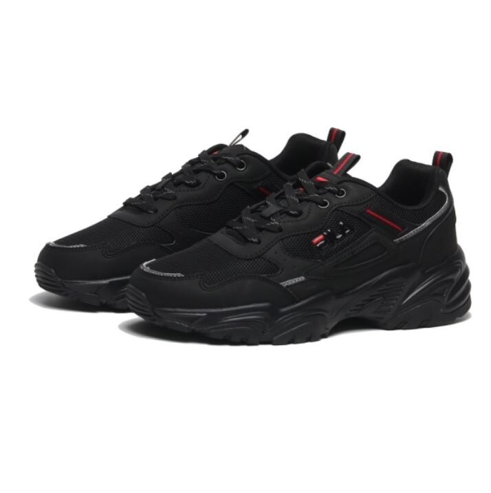 【下殺↘ $1290】FILA 休閒鞋 復古 老爹鞋 全黑 紅標 女 5J306X000