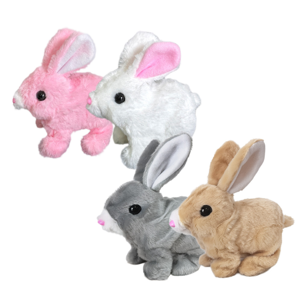 絨毛電動兔子 走路會叫 仿真兔子玩具 毛絨不掉毛 寵物玩具 贈螺絲起子