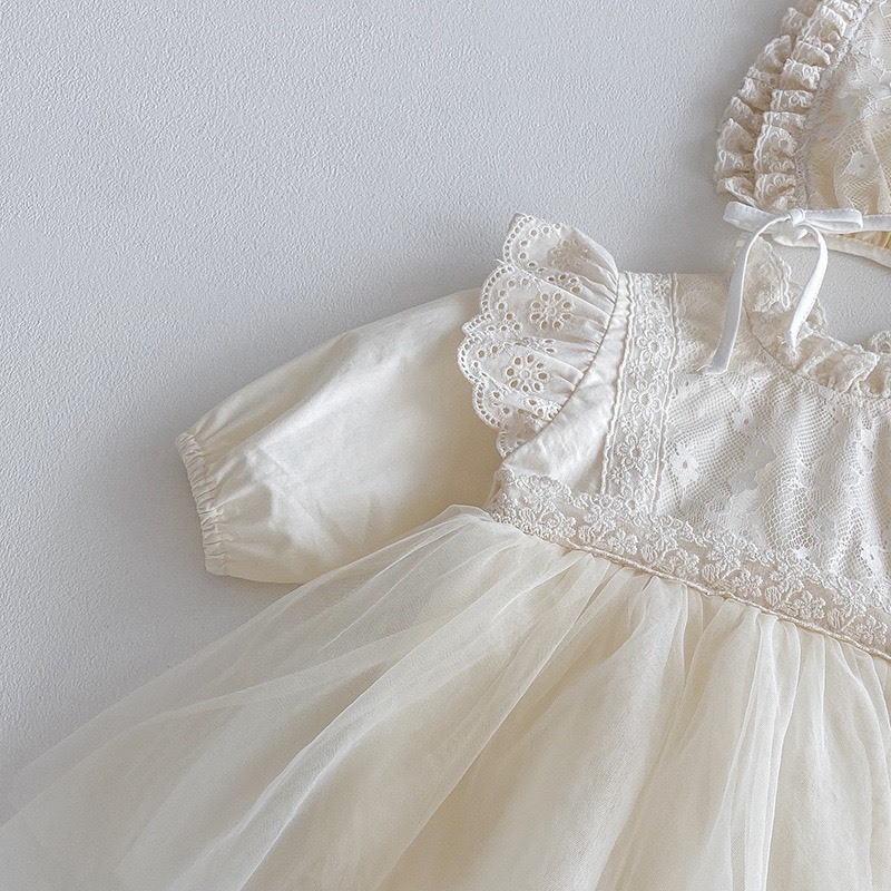 荷葉蕾絲邊包屁洋裝