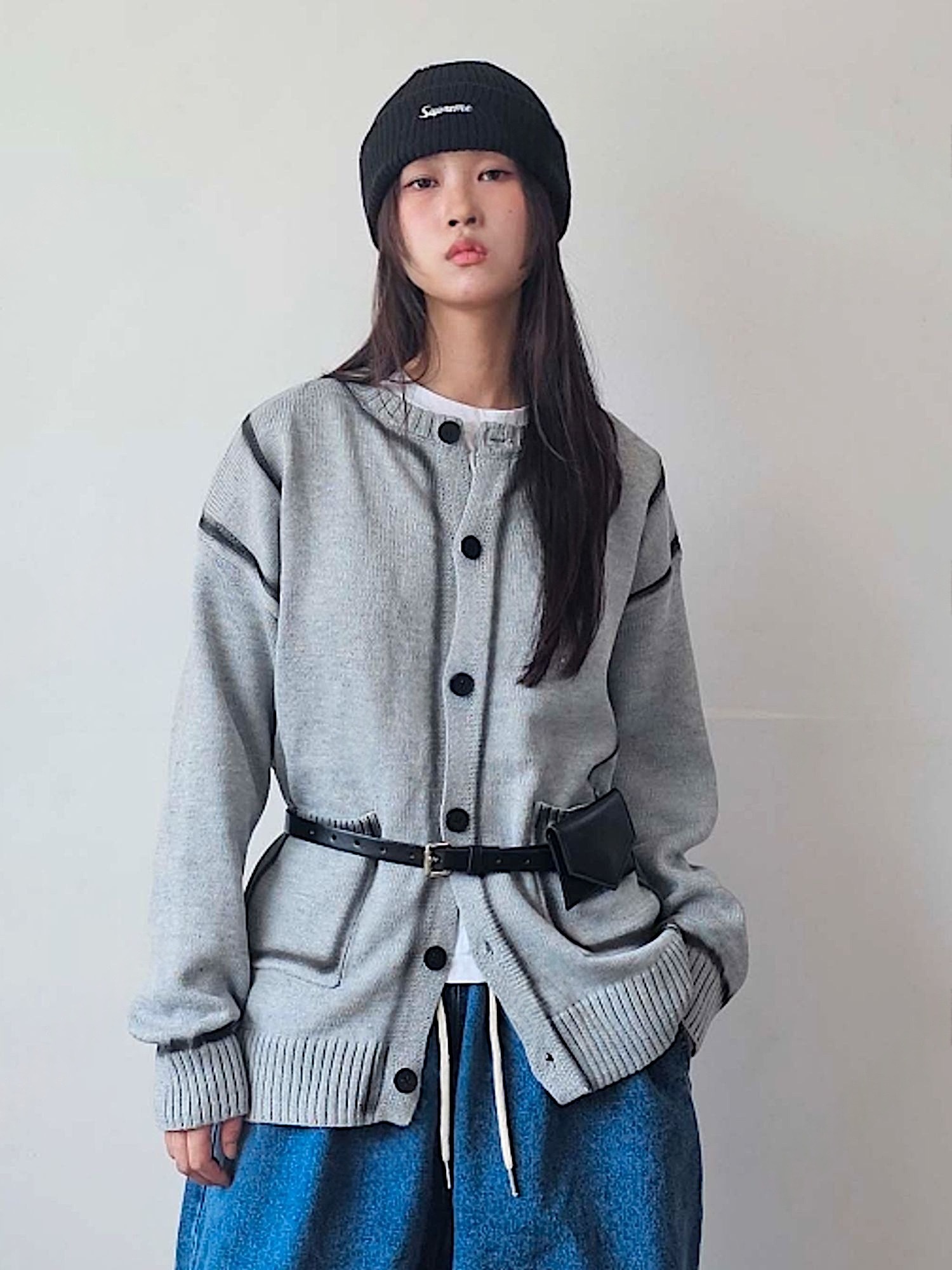 THankus 情侶開衫外套｜簡約線條設計 情侶同色穿搭示範