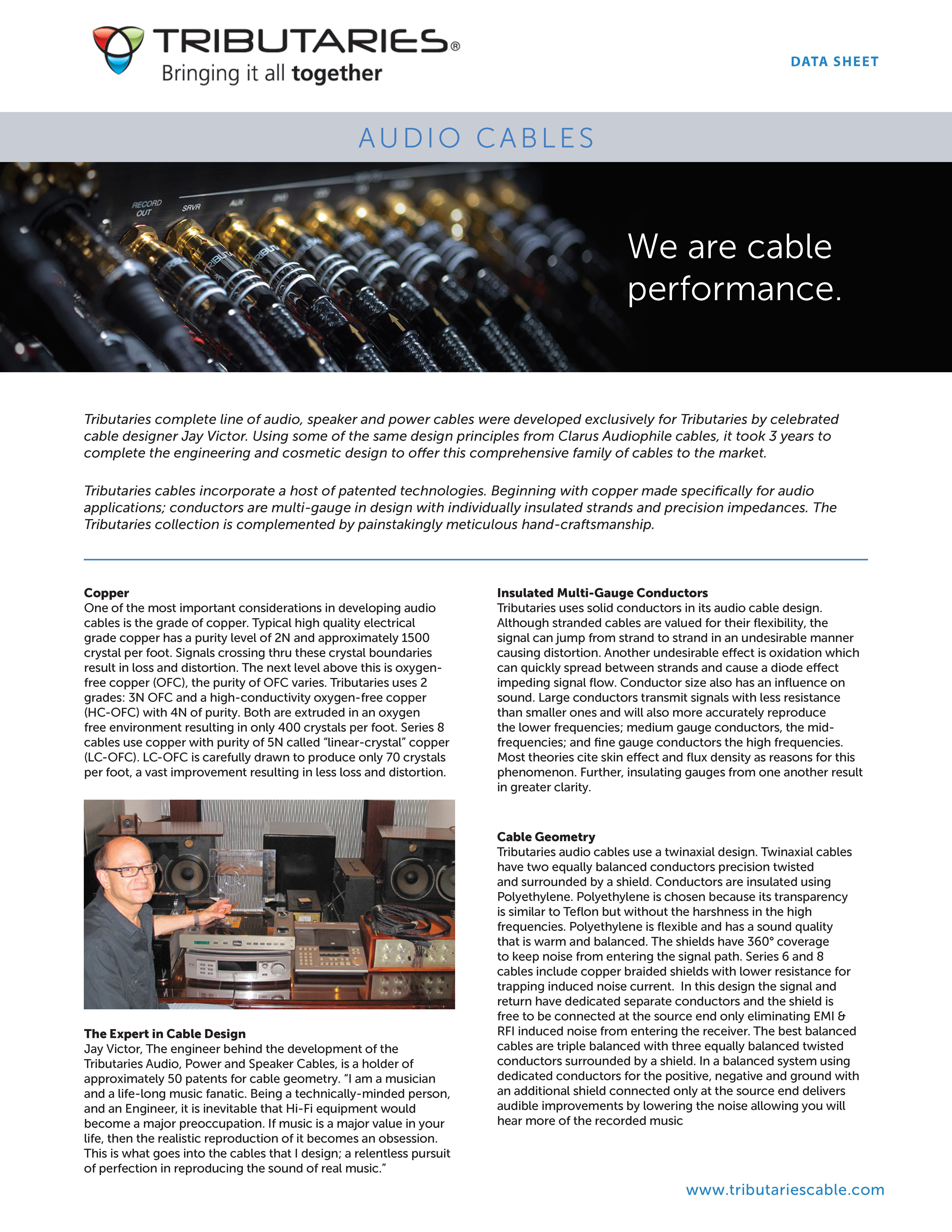 Tributaries 8S MKII Subwoofer Cable Sales Sheet 1