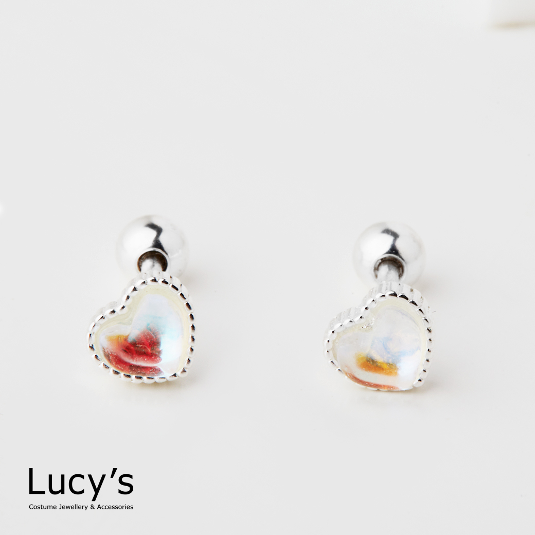 925純銀 月光心點 轉珠耳環 (126940)