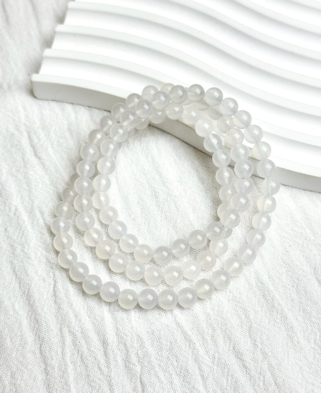 白瑪瑙三圈手鍊