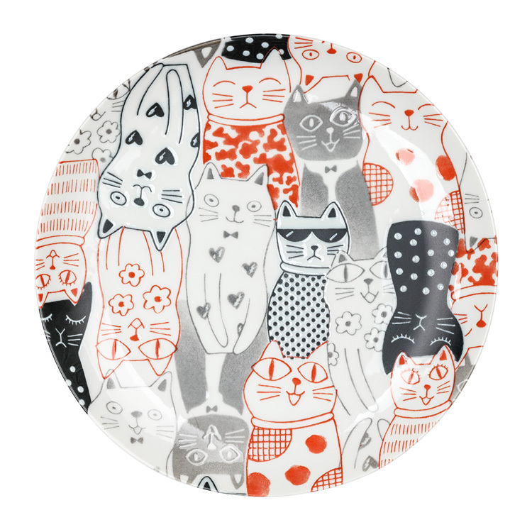 貓咪都會義大利麵盤｜美濃燒｜三款可選