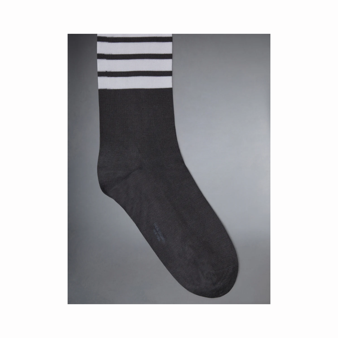 1FF0101-341 [THOM BROWNE] Cotton 4-Bar Mid Calf Sock Dark Grey (SS26) #FAS020B 01690-025 (C-EU-E)
