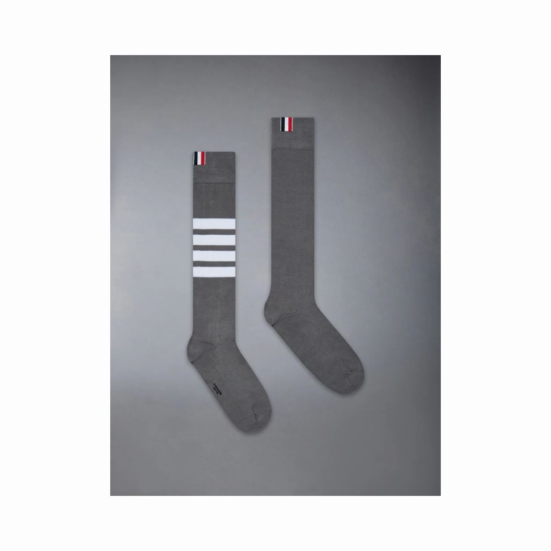 1FF0101-342 [THOM BROWNE] Cotton 4-Bar Mid Calf Sock Grey (SS26) #FAS026B 01690-035 (C-EU-E)