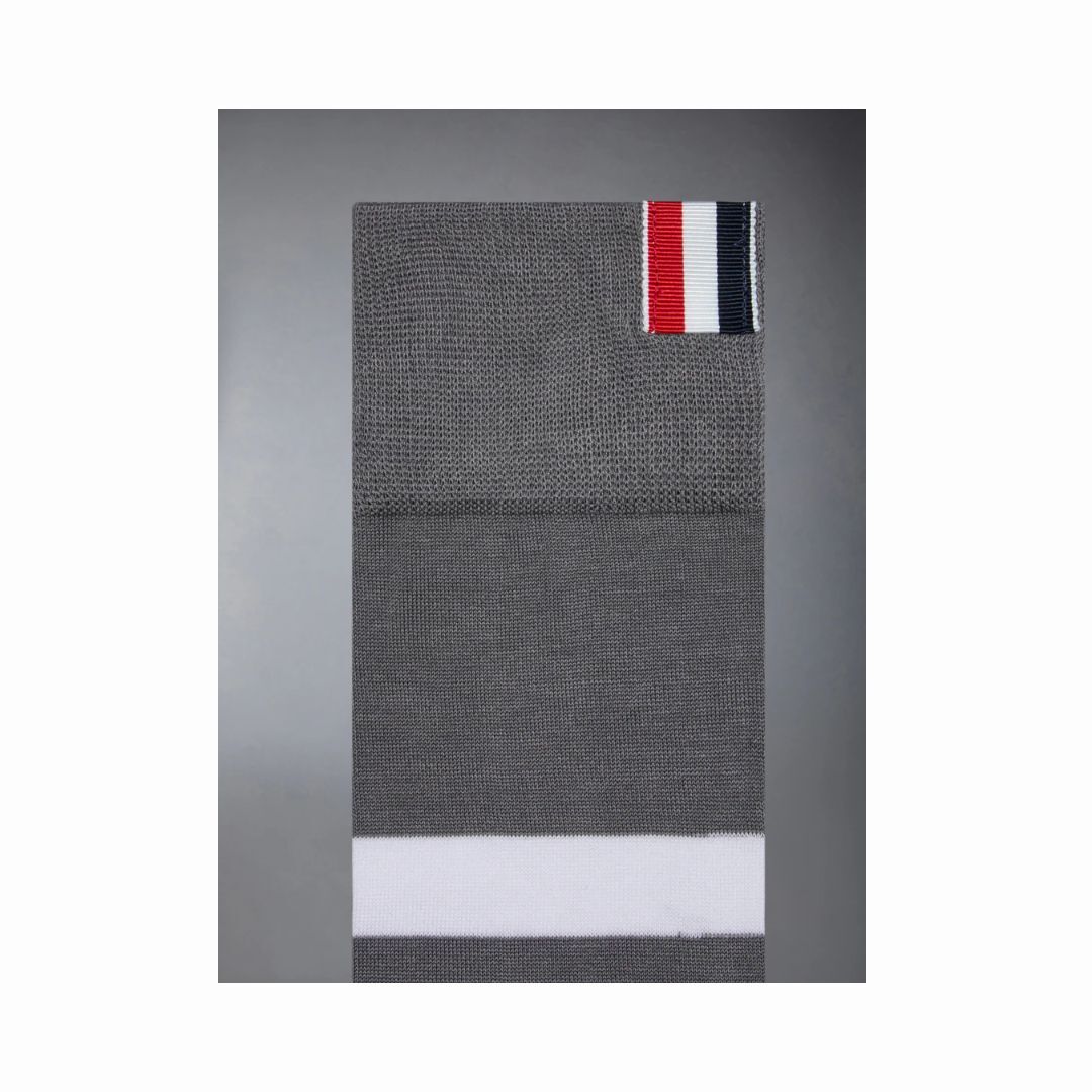 1FF0101-342 [THOM BROWNE] Cotton 4-Bar Mid Calf Sock Grey (SS26) #FAS026B 01690-035 (C-EU-E)