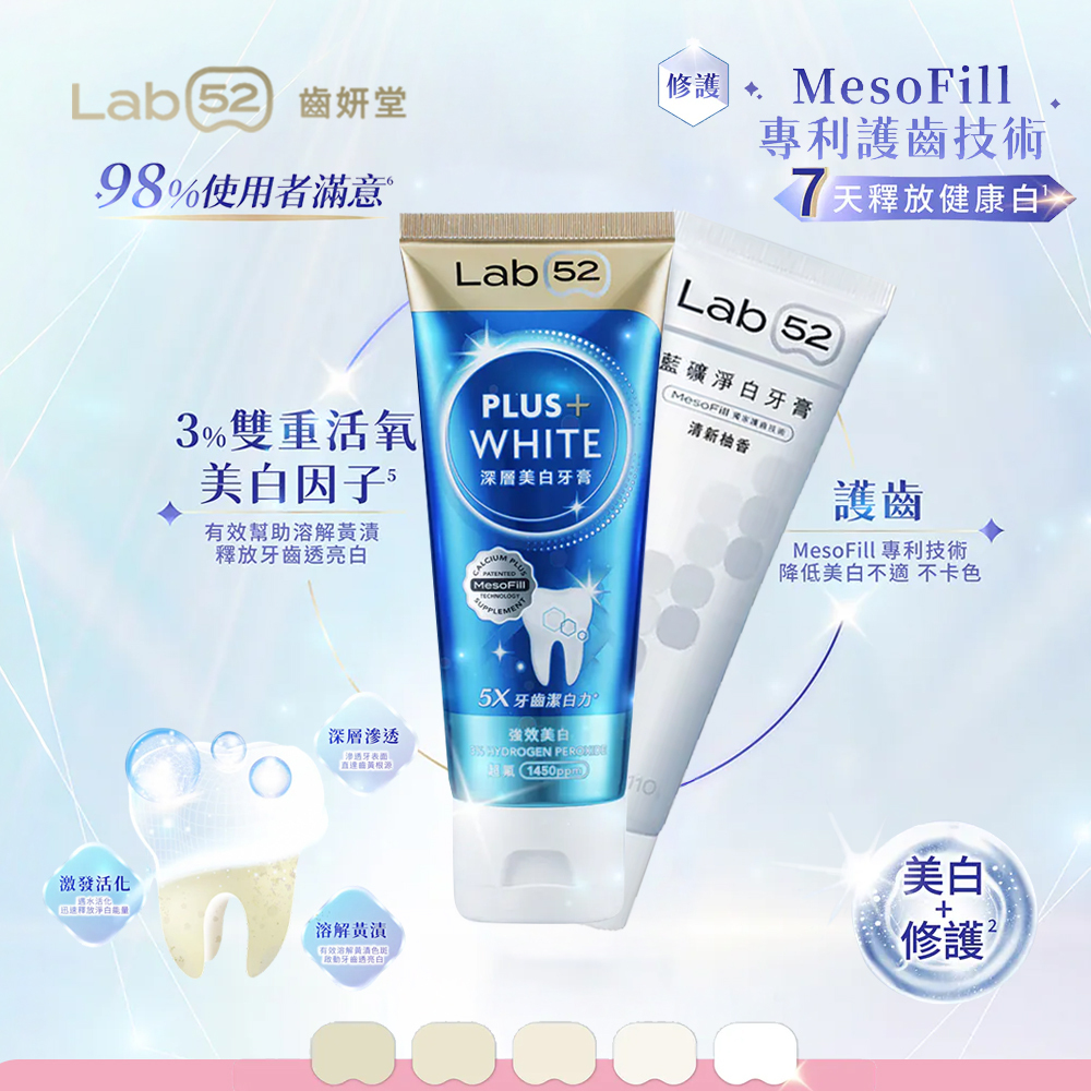 台灣 Lab52 齒妍堂 深層美白牙膏80g｜美齒小金管 衛福部核可美白成分 牙齒美白 超氟 美齒 亮白 淨白 居家美白