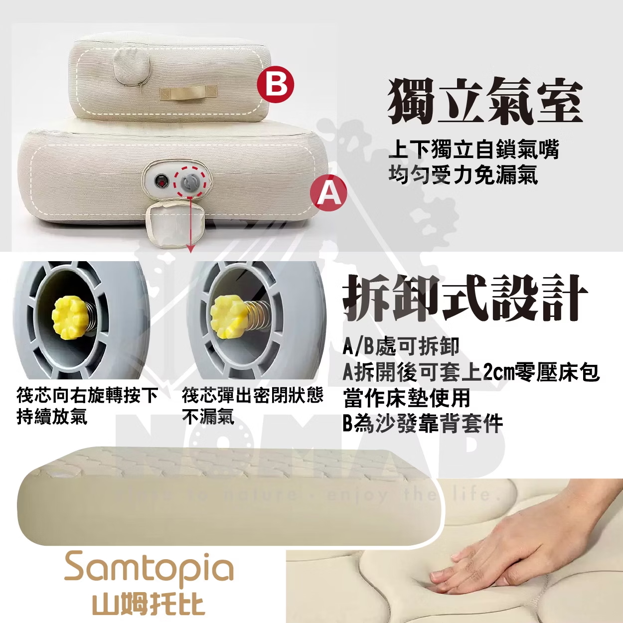 Samtopia山姆托比 TPU拉絲充氣沙發床 單人床/雙人床沙發 靠背沙發
