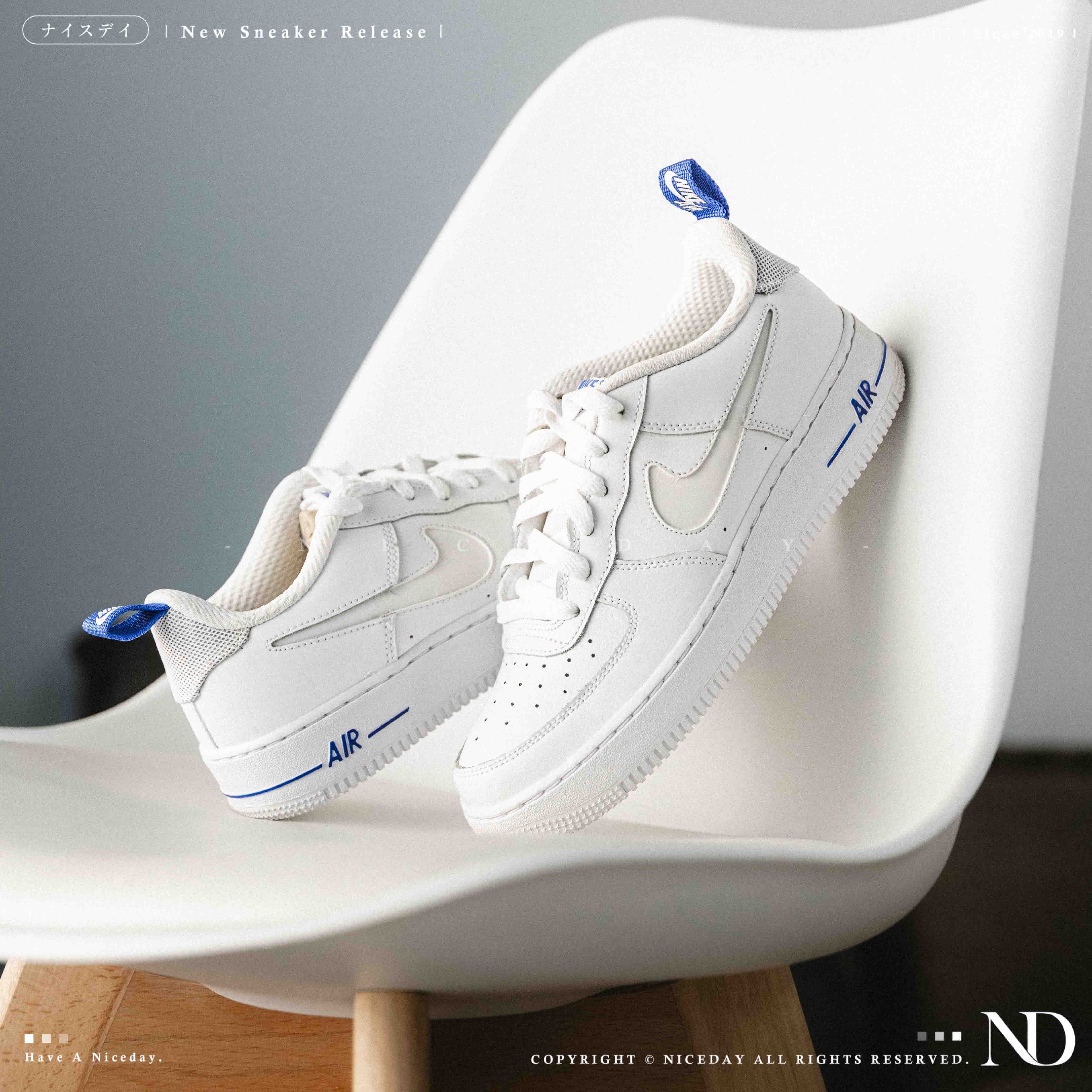 NICEDAY 代購 Nike Air Force 1 Gs 大童 3M 反光 夜光 白 藍白 海軍藍 白藍 女鞋 DD3227-100