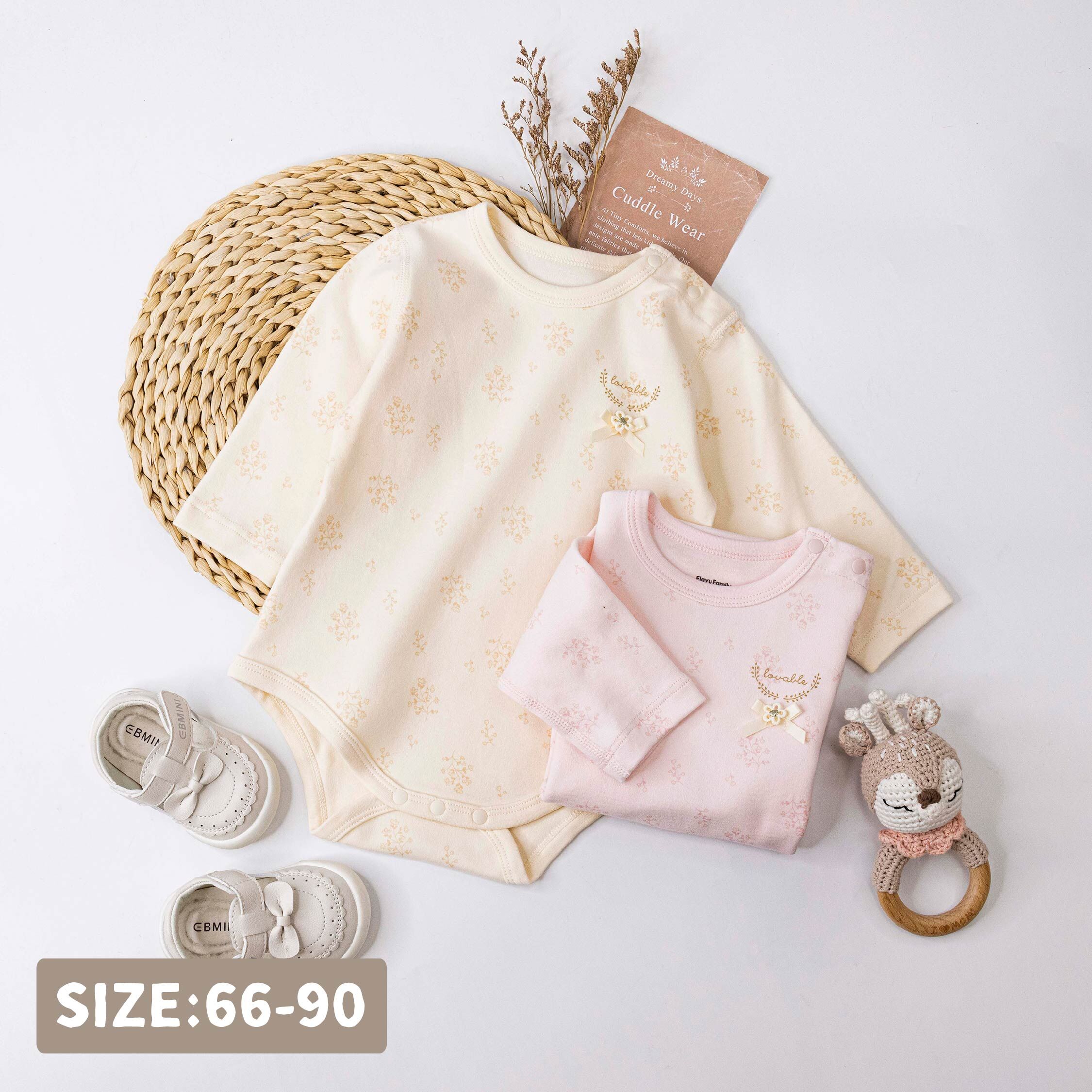 衣拉語【JG5202】氣質小花刺繡長袖包屁衣＊二色