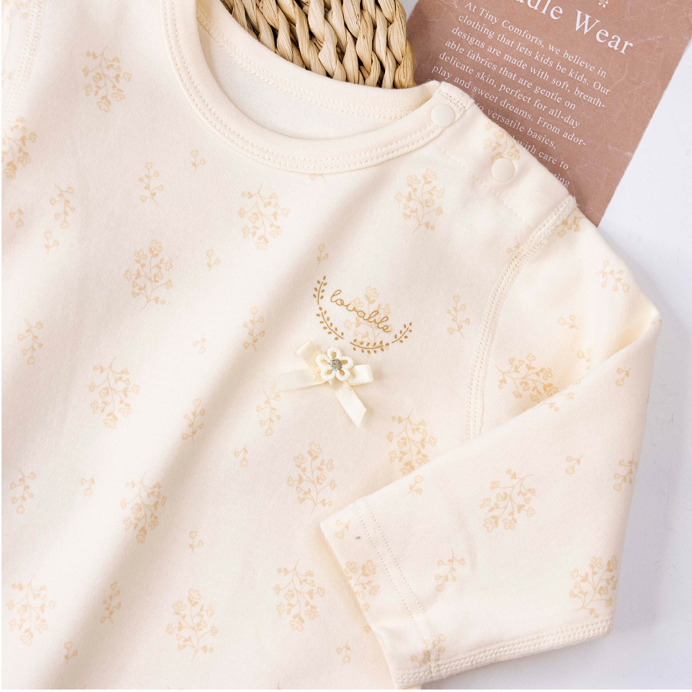 衣拉語【JG5202】氣質小花刺繡長袖包屁衣＊二色