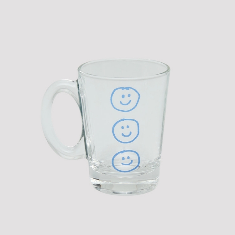 韓國 ooowl 塗鴉握把V型玻璃杯 笑臉LOVE FAMILY