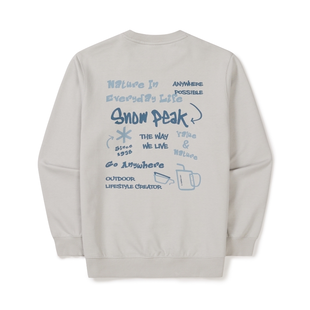 【SnowPeak 雪峰春季新品限時開團🔥 2/6 晚上12:00準時收單～】snow peak Doodle Graphic Sweatshirt 塗鴉字體 大學tee S26SMFHT52