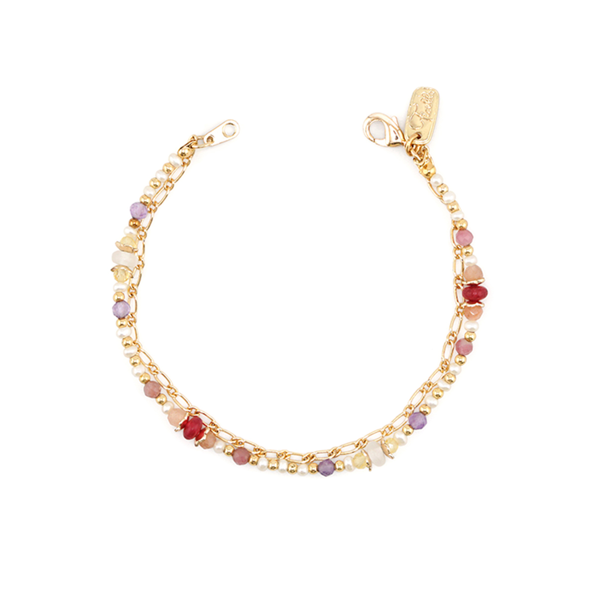 守護花 • 水瓶座 • 金魚草 – 白玉紅瑪瑙 – 手鍊