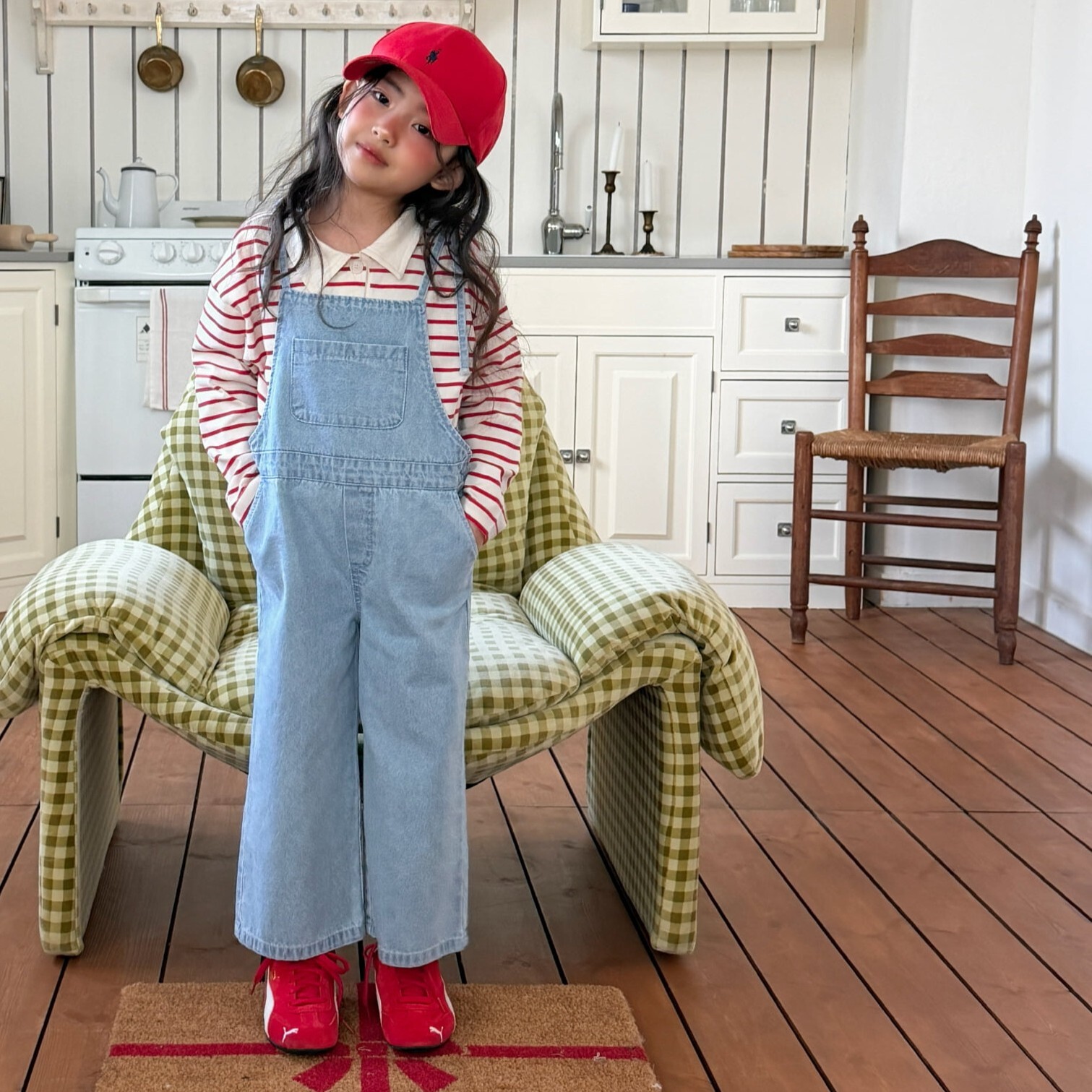 90-130 口袋吊帶長褲 2色