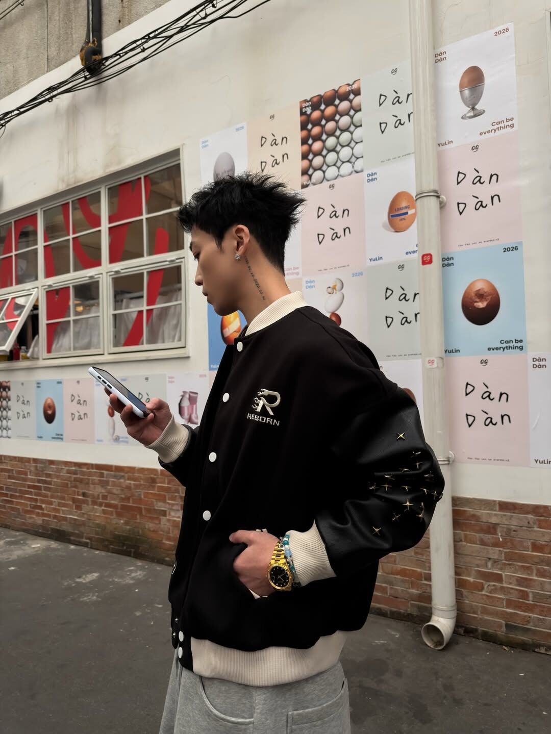 Reborn Equus Emblem Varsity 徽章 棒球外套 黑色