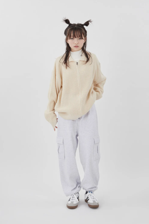 Raucohouse 針織 華夫格 雙拉鏈 外套 夾克