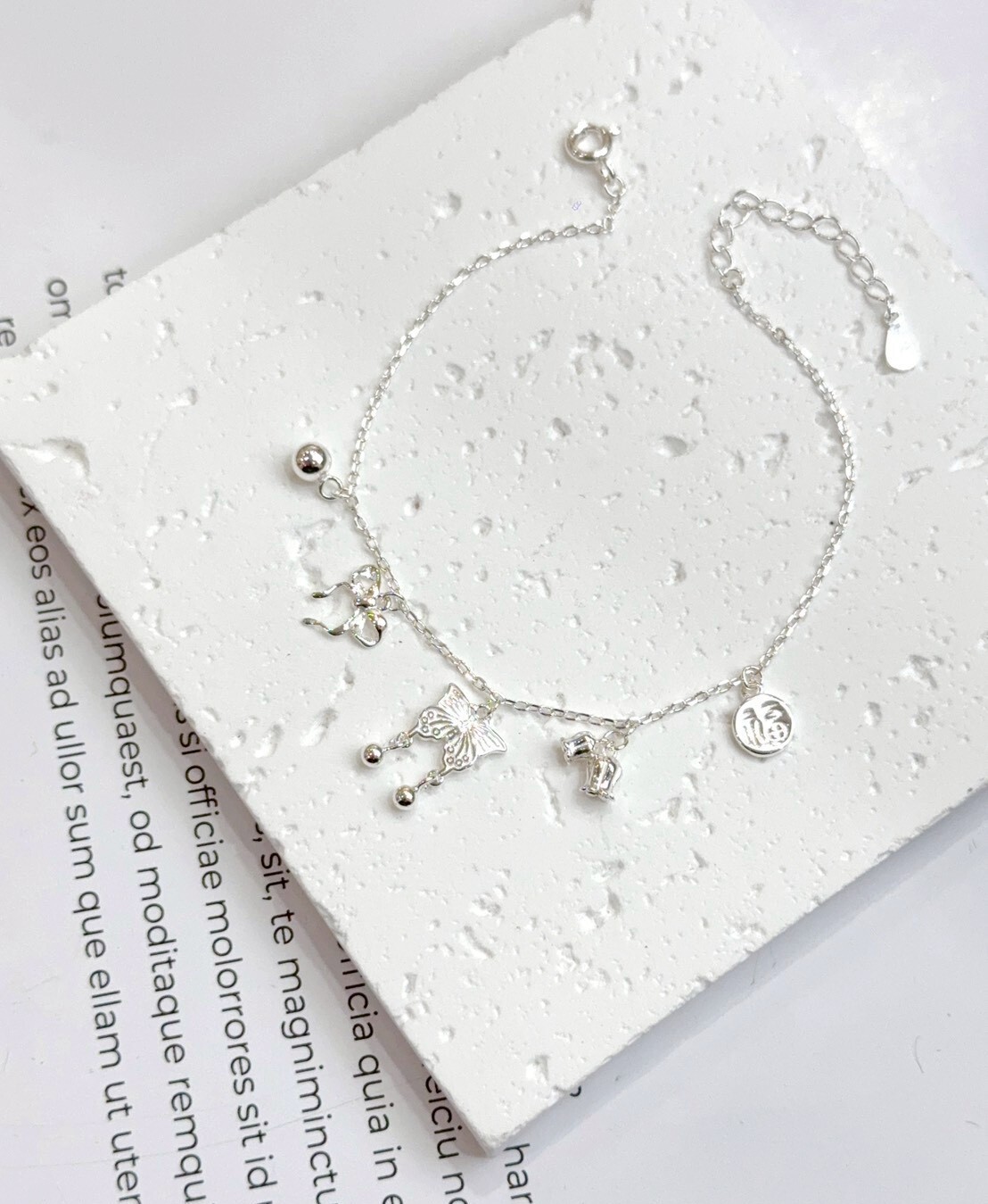 福氣相蝶純銀手鍊