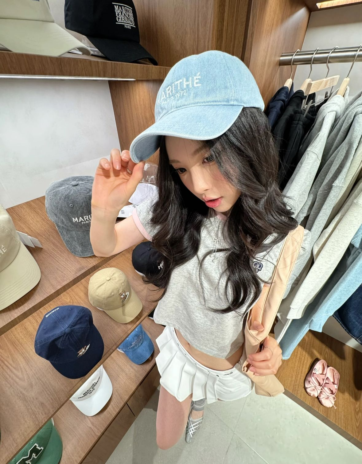 MARITHE FRANCOIS GIRBAUD Denim Washing Regular Logo Ball Cap(Black)