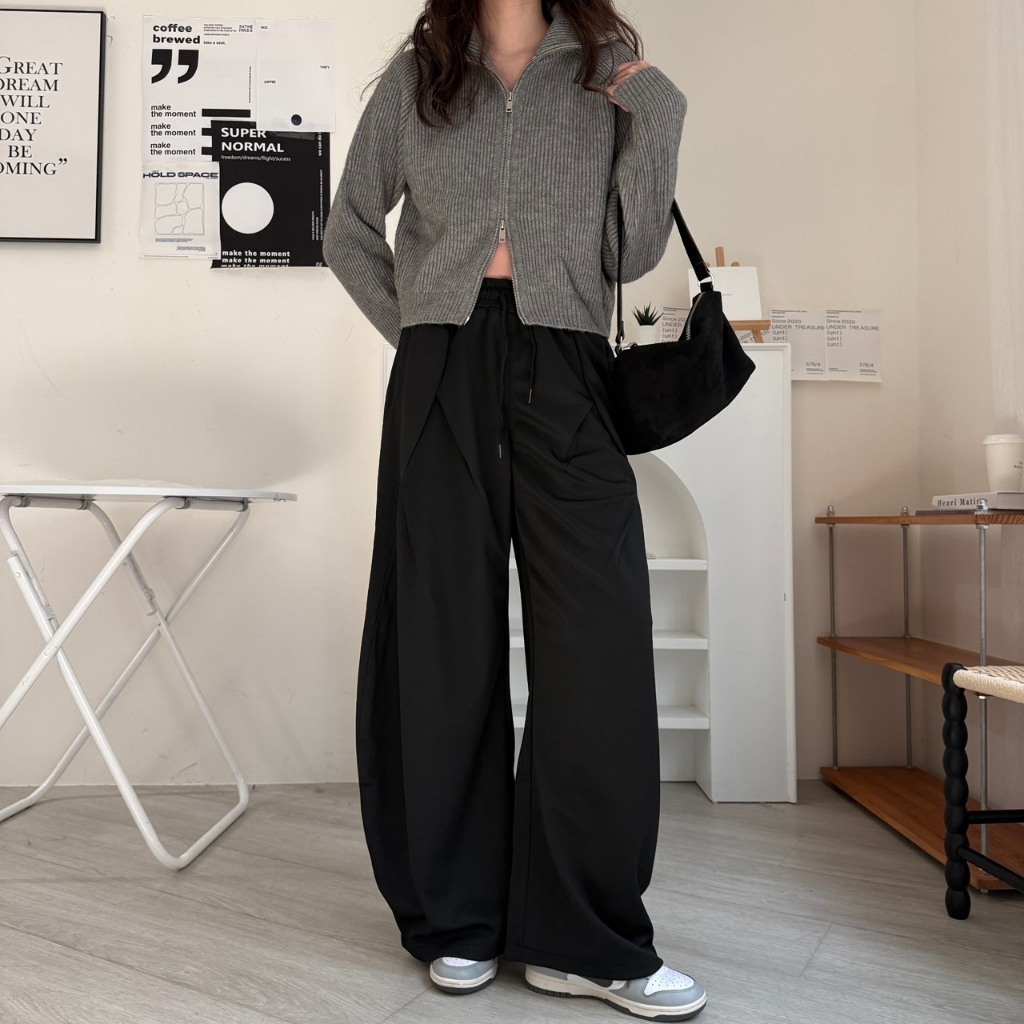 特殊剪裁彎刀闊腿棉褲 1788