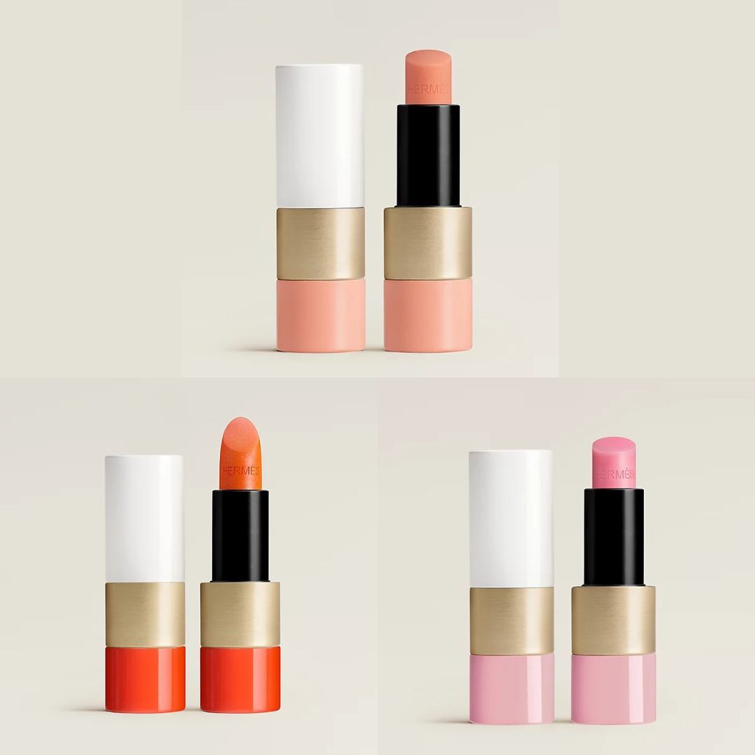 1ME1231-080 HERMES Rosy Lip Glossy #14 Rose Abricote/27 Confetti Roses/Poppy Lip Shine (BR)