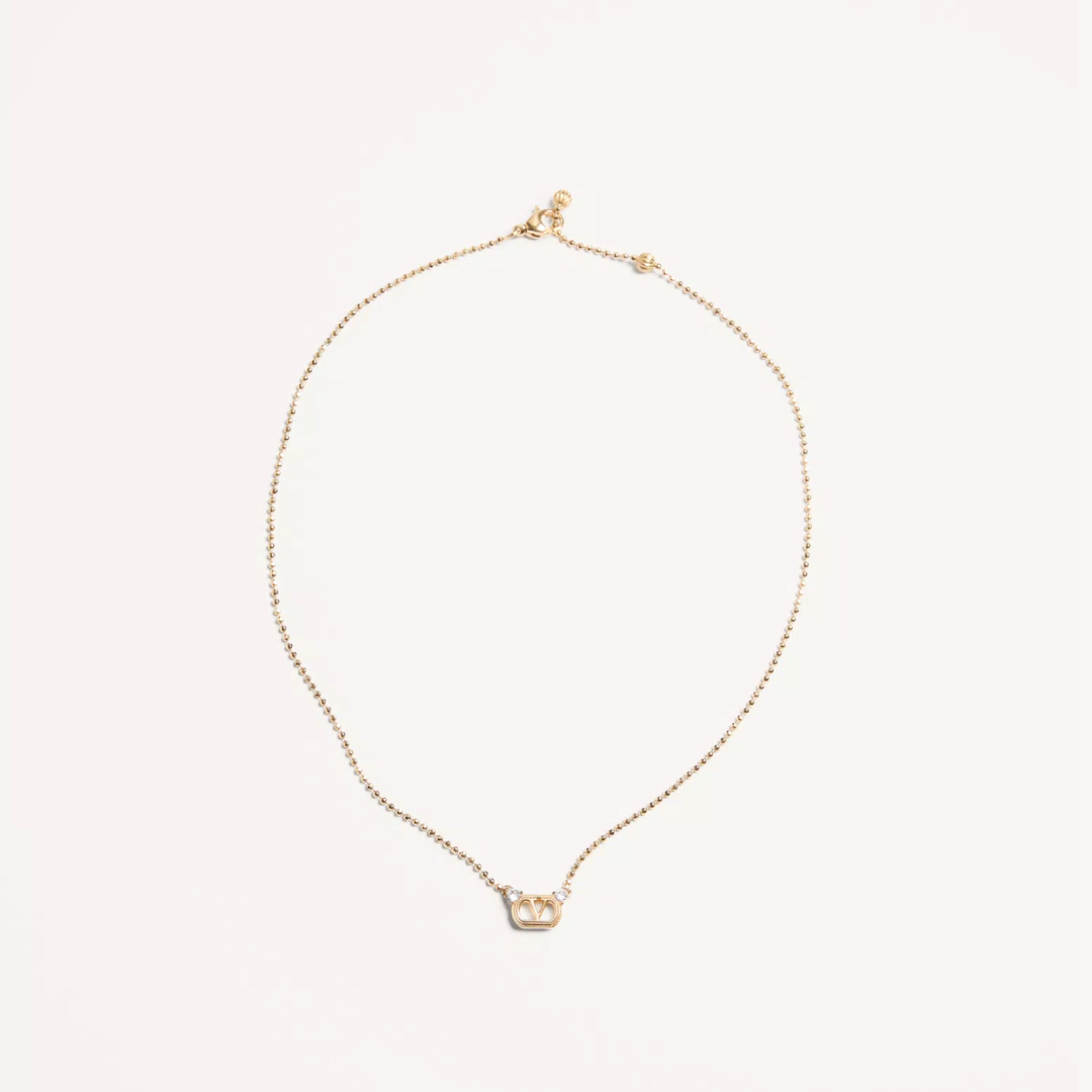 1FF0101-310 [VALENTINO GARAVANI] Ovalette Necklace In Metal And Swarovski® Crystals Gold/Crystal (SS26) #8W2J0BG2YCW-9MN (A-EU-E)