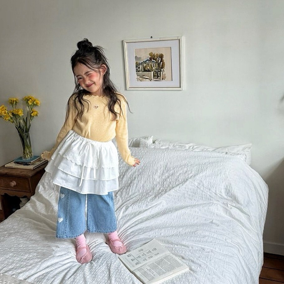 90-130 一排愛心斜紋褲 2色